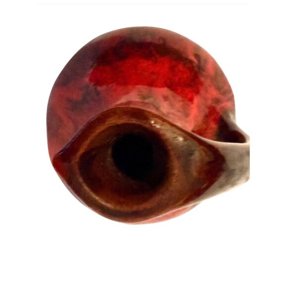 Vintage Red & Brown Ceramic Pitcher Vase With Handle Calgary Cananda - Picture 7 of 8